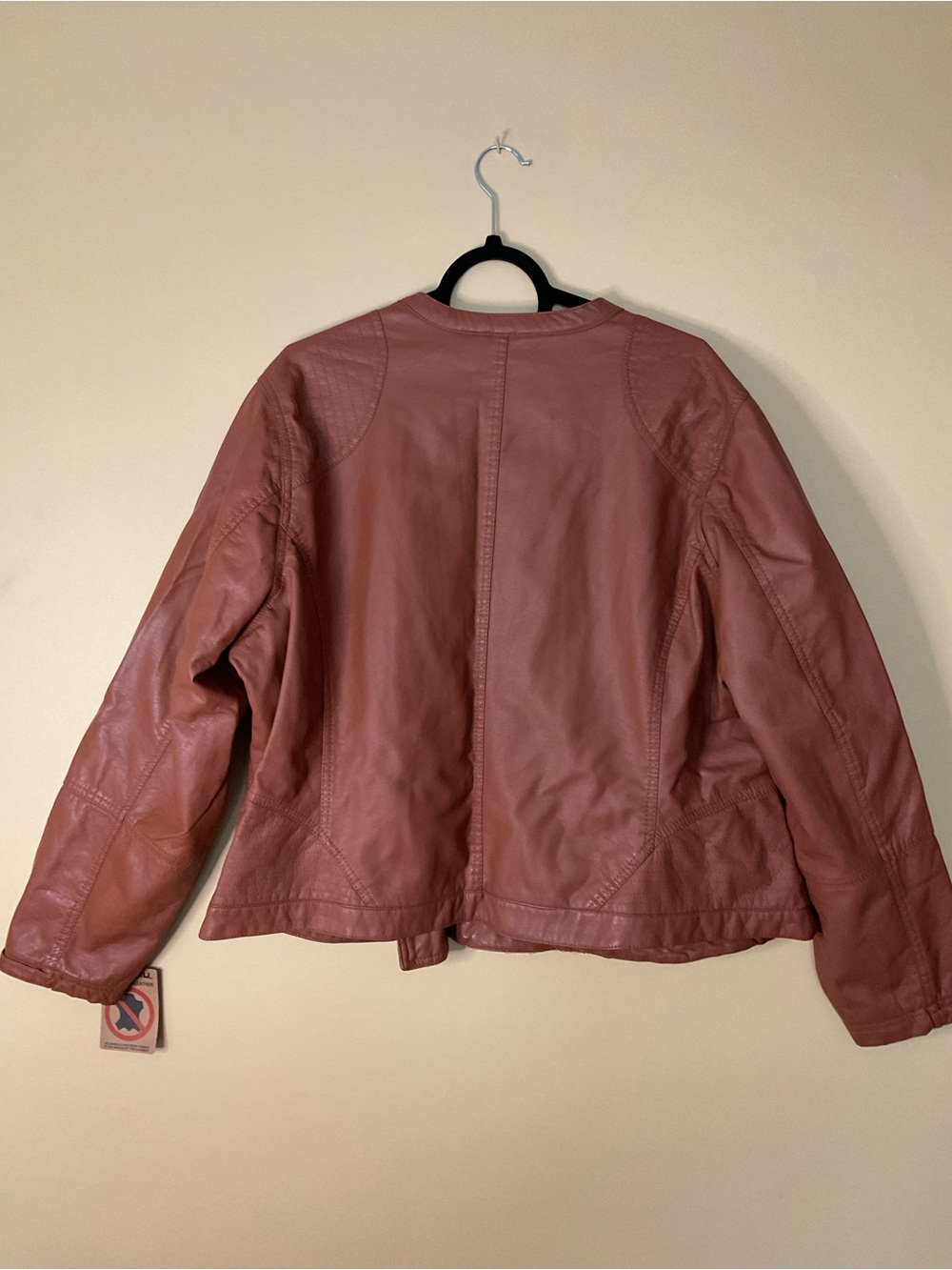 Jou Jou Rust-Tone Vegan Leather Zip Jacket - Picture 4 of 9